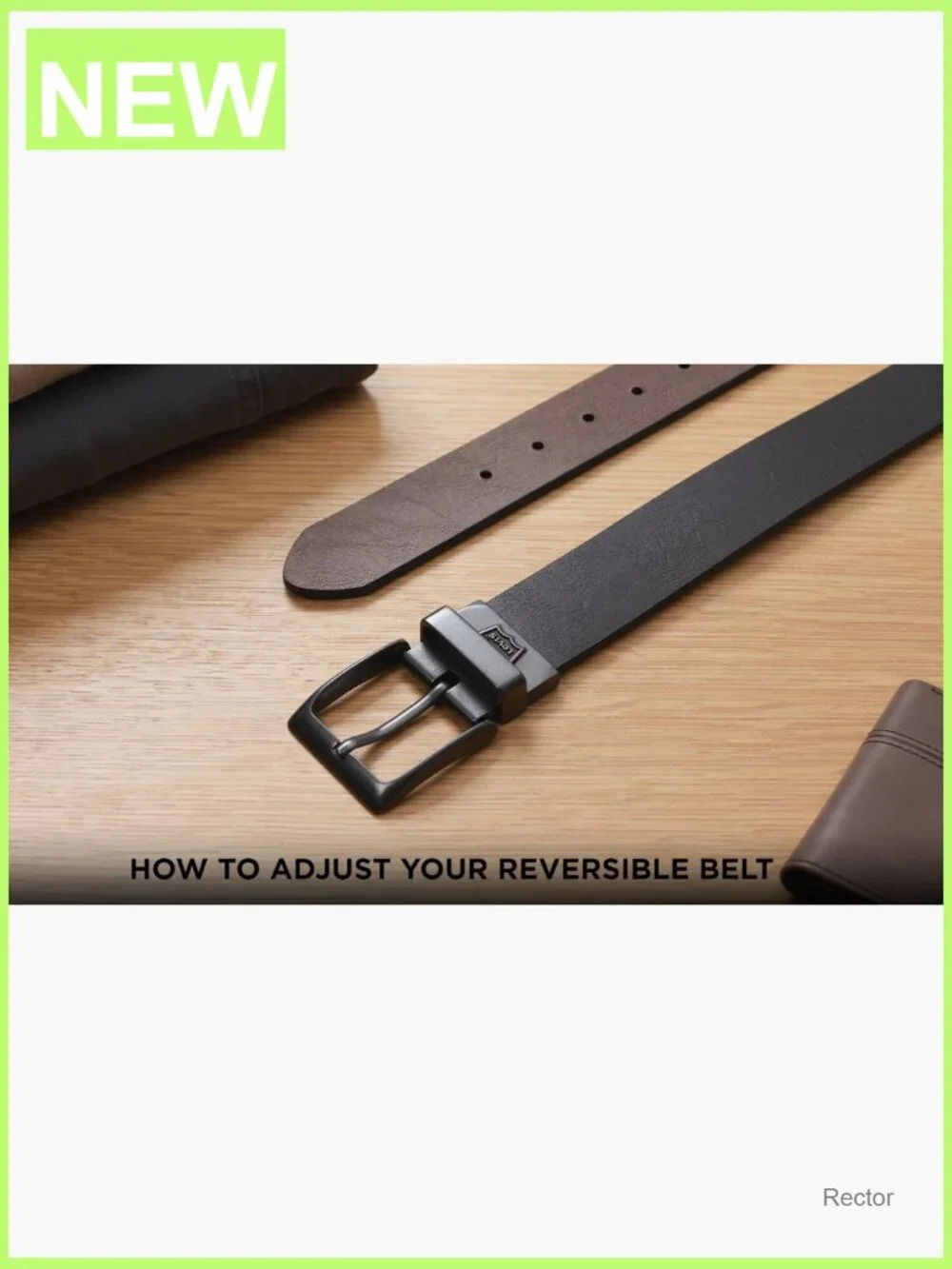 Reversible Casual Belt with Square Buckle for Men